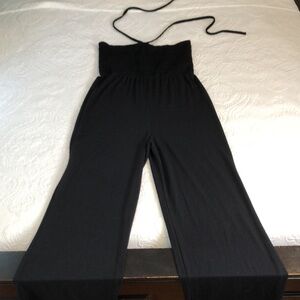 Pout Black Smocked  Strapless Wide Leg Jumpsuit Size S